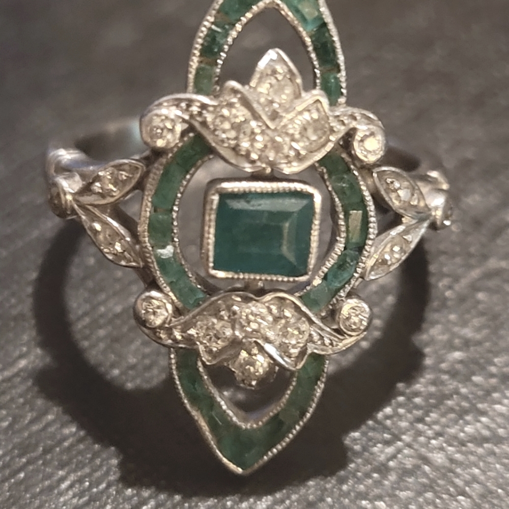 Jade and Diamond ring size 6